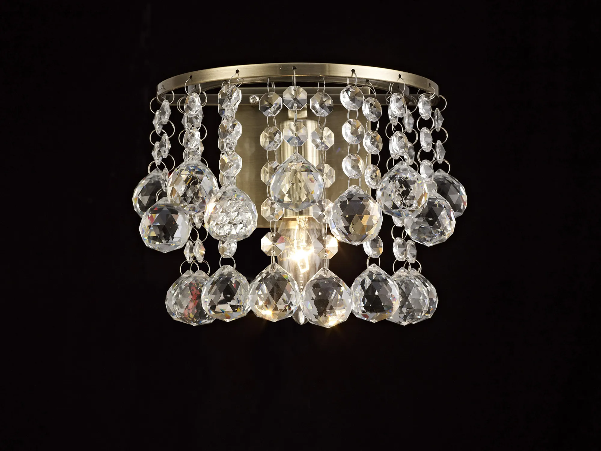 Acton Crystal Wall Lights Deco Flush Crystal Wall Lights